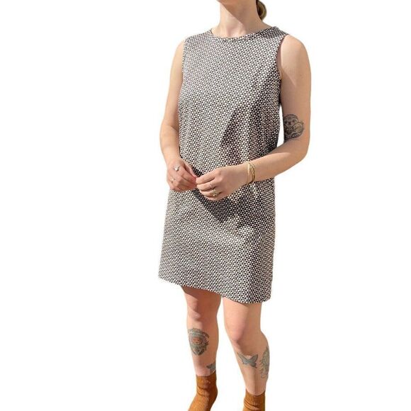 Vintage Womens MaxaMara Geometric Brown White Mid Mod Shift Mini Dress Sz S - Picture 8 of 8